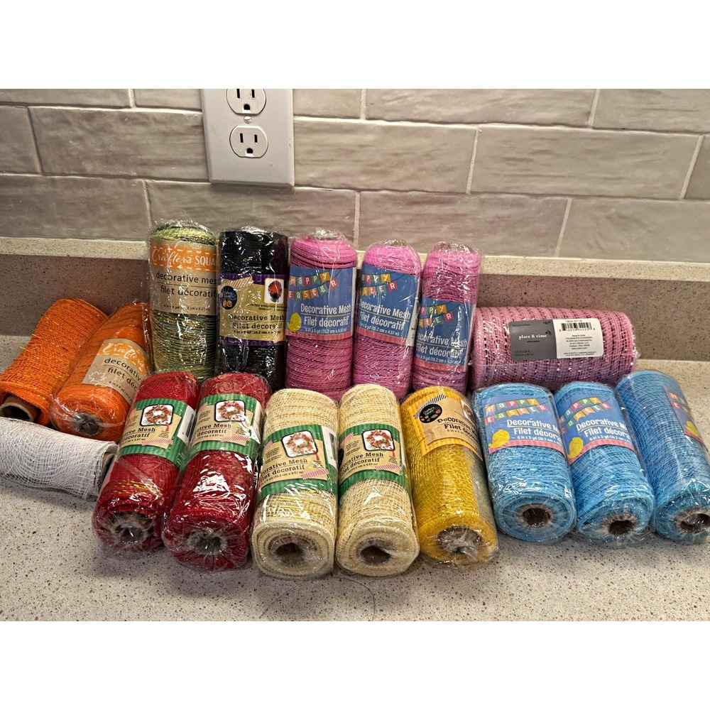 Crafter's Square Decorative Mesh Rolls for Crafts/Wreaths, Assorted Colors